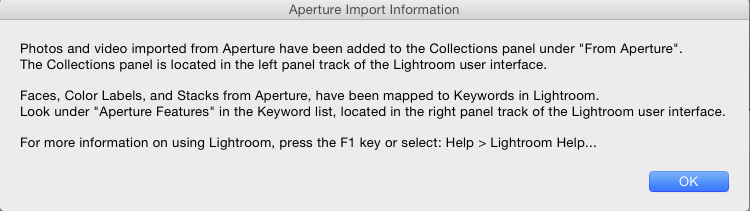 Lightroom Import notice