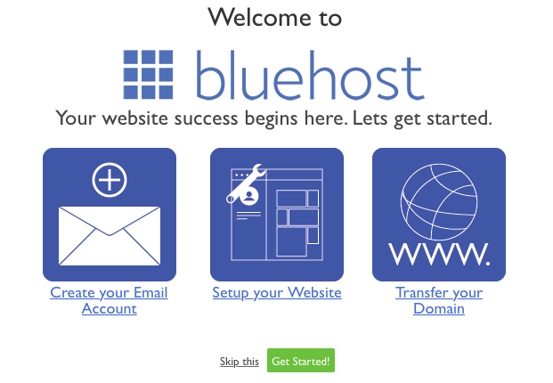 Welcome to Bluehost Popup