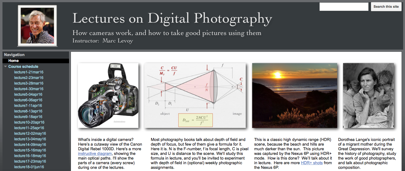 Free Online 11-Week Digital Photography Course by Former Stanford Professor