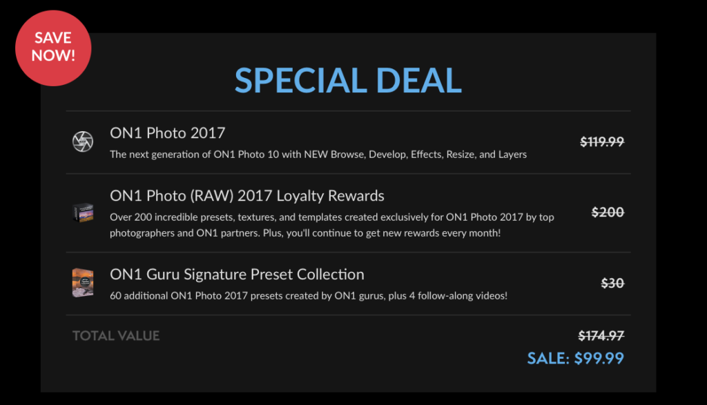 On1 Photo 2017 One Day Deal