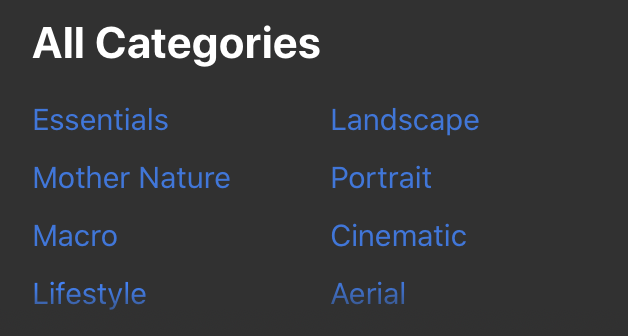 Template All Categories Menu